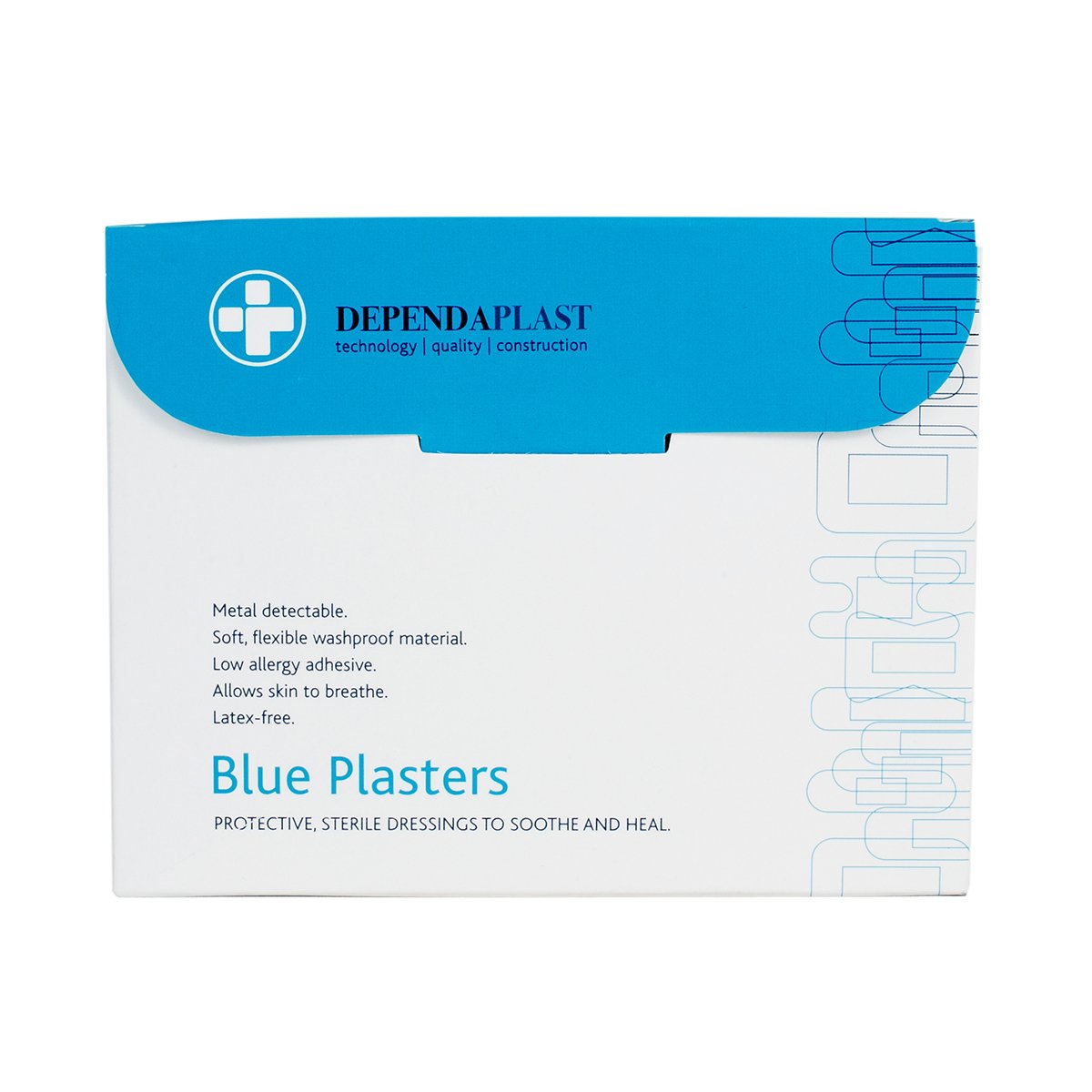 Box of 50 7.5cm x 5cm Blue Detectable Plasters