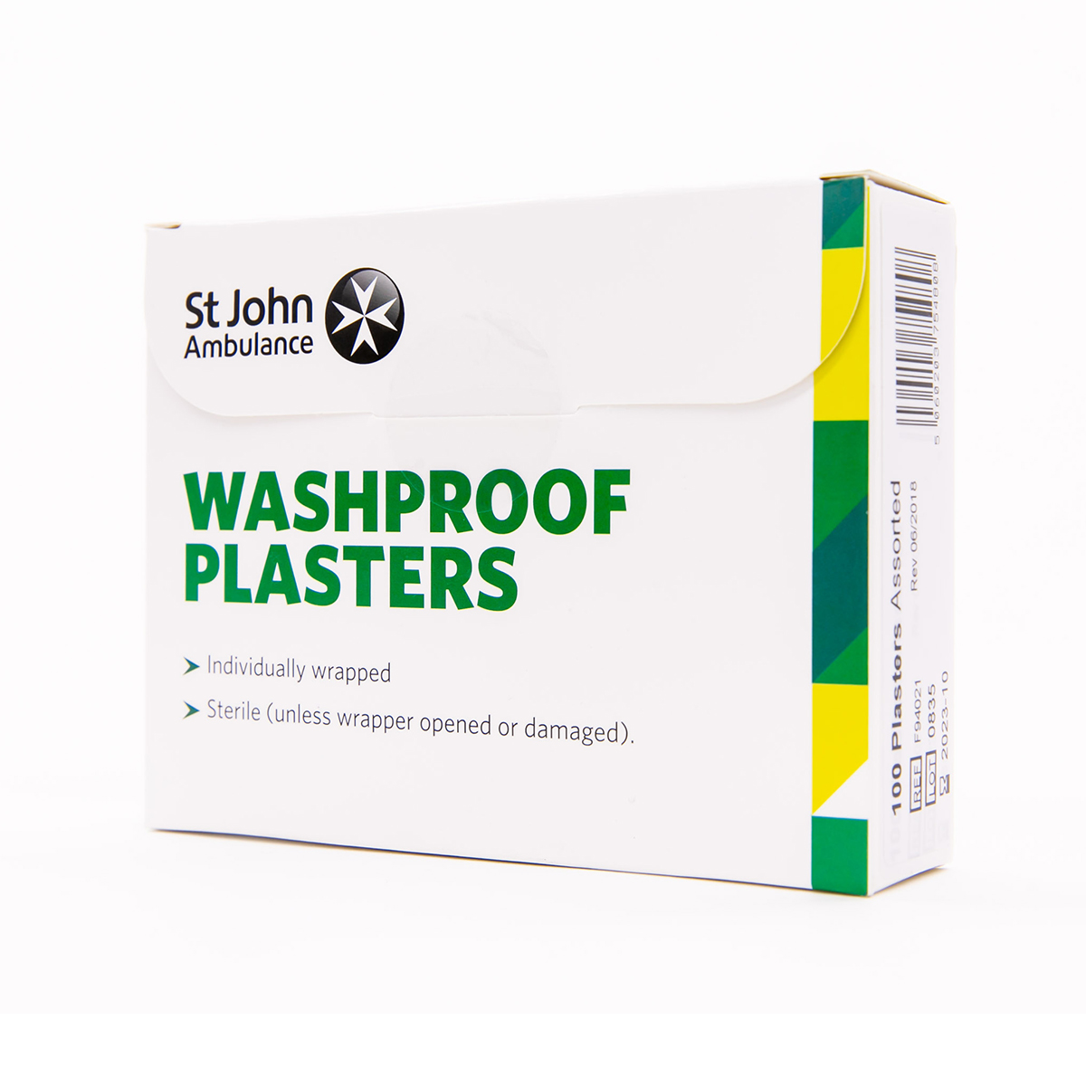 Pack of 100 Assorted sizes St John Ambulance Clear Washproof Low Allergy Plasters
