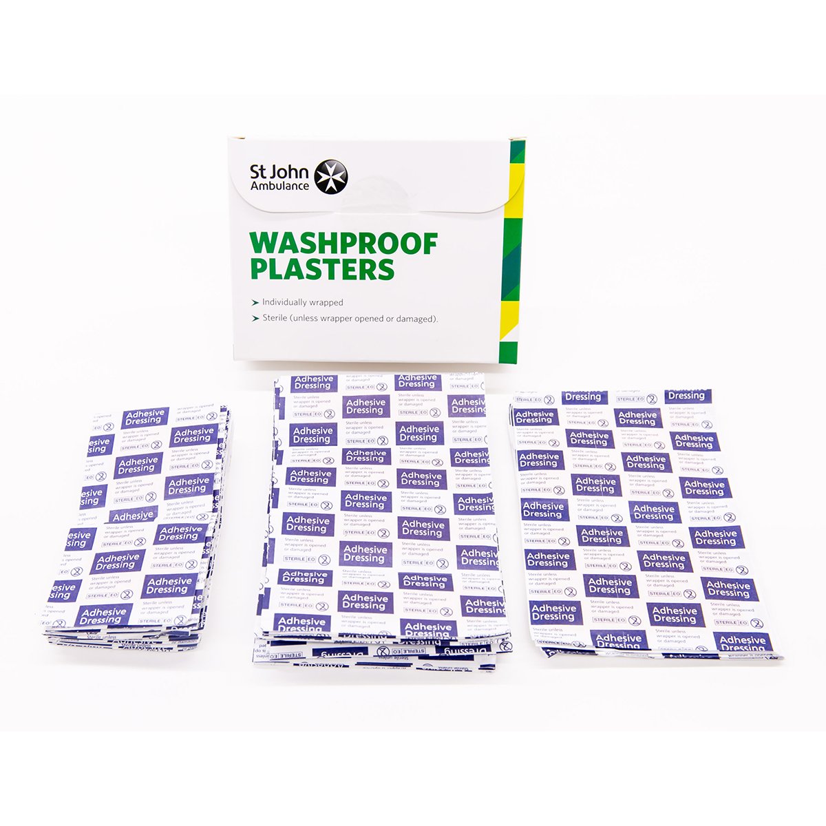 Pack of 100 Assorted sizes St John Ambulance Clear Washproof Low Allergy Plasters