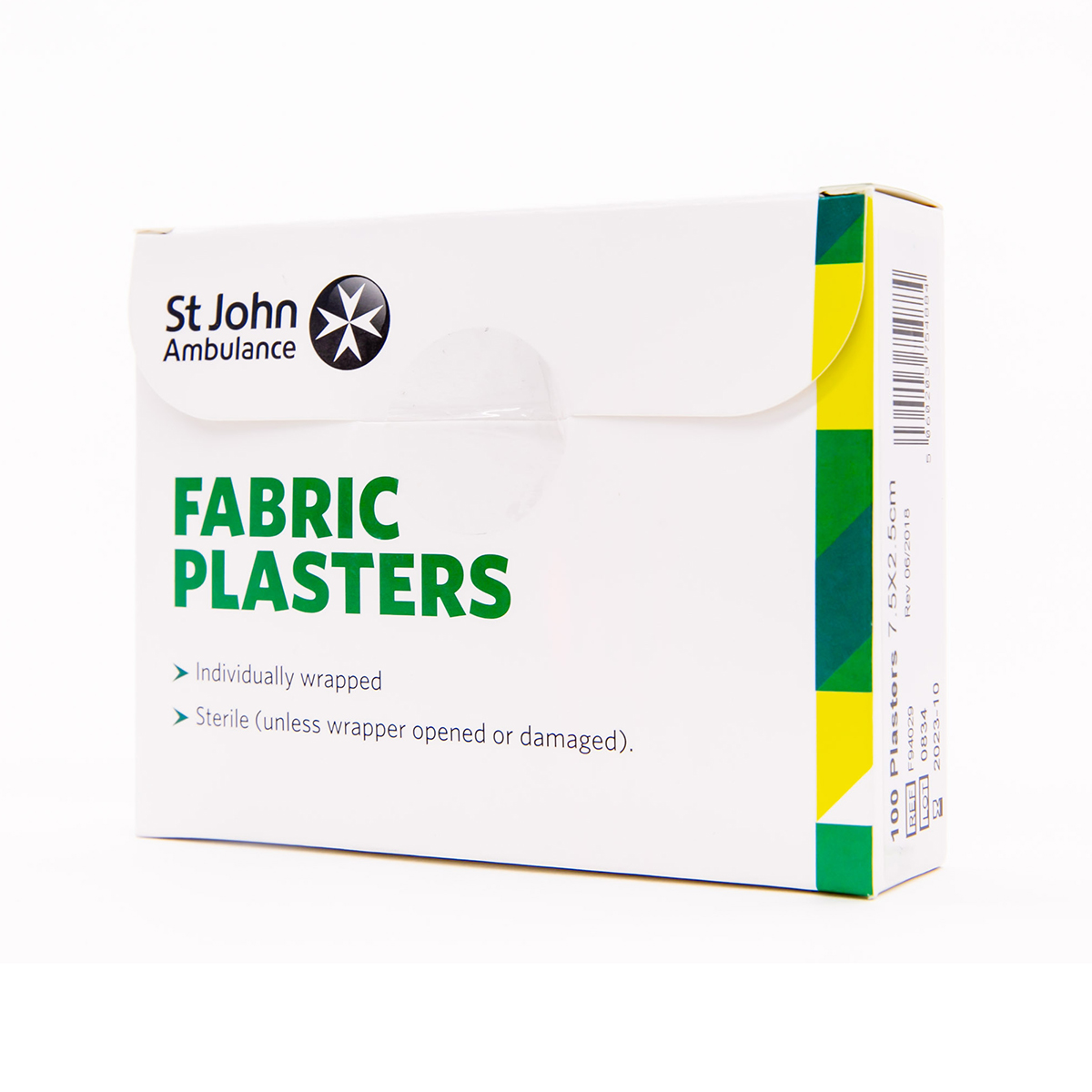 Pack of 100 7.5cm x 2.5cm St John Ambulance Fabric Plasters
