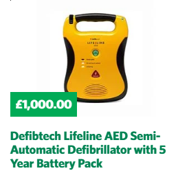 Defibtech Lifeline AED Semi-Automatic Defibrillator with 5 Year Battery Pack