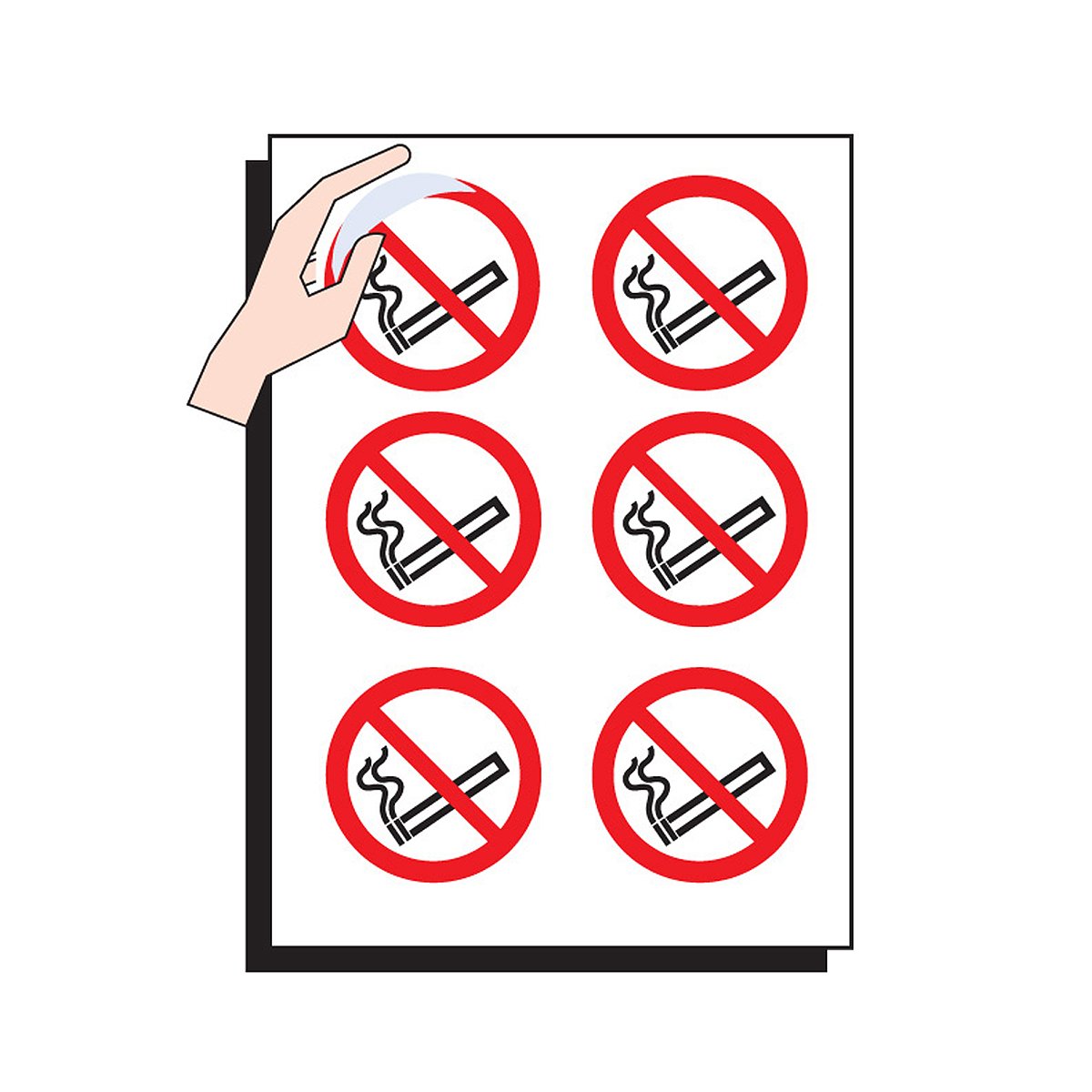 Sheet of 6 'No Smoking' Signs for Vehicles