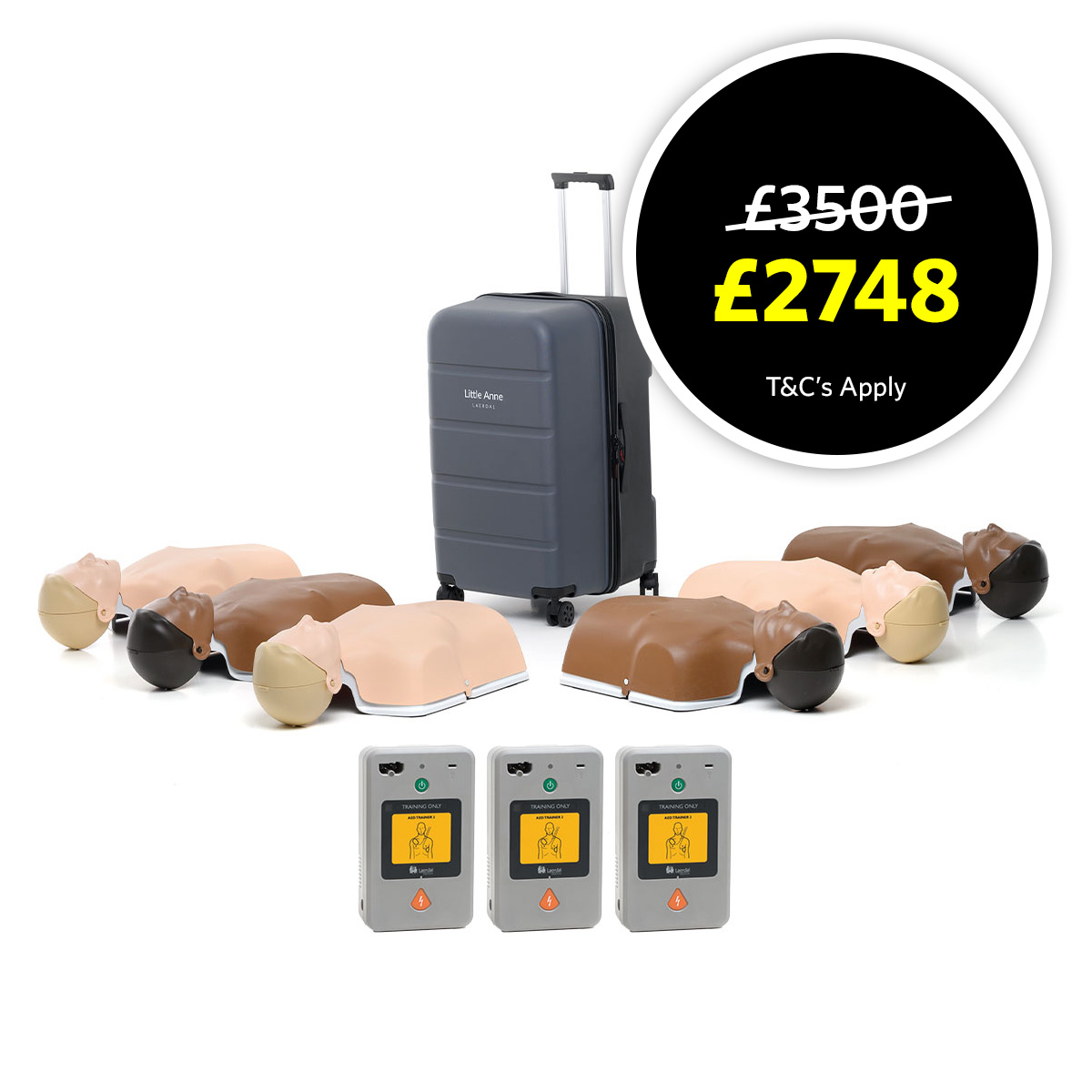Pack of 6 Laerdal little anne 2.0 mixed skin with  aed trainers